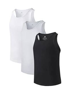 DAVID ARCHY Herren Achselshirt Unterhemden Bambus Rundhals Tank Top Vest Jersey 3er Pack Atmungsaktive Weich Schwarz/Weiß/Hellgrau von DAVID ARCHY