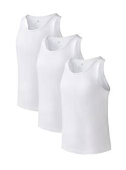 DAVID ARCHY Herren Achselshirt Unterhemden Bambus Rundhals Tank Top Vest Jersey 3er Pack Atmungsaktive Weich Weiß von DAVID ARCHY