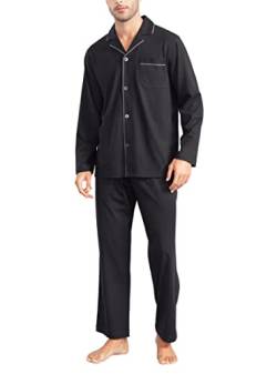 DAVID ARCHY Herren Pyjama Sets Baumwolle Nachtwäsche Langarm Top & Bottom Pyjama Set PJs (Schwarz, L) von DAVID ARCHY