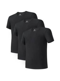 DAVID ARCHY Herren T-Shirt 100% Baumwolle 3er Pack mit Rundhalsausschnitt Unterhemd Herren (Schwarz, L) von DAVID ARCHY