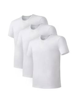 DAVID ARCHY Herren T-Shirt 100% Baumwolle 3er Pack mit Rundhalsausschnitt Unterhemd Herren (Weiß, M) von DAVID ARCHY