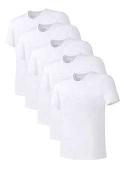 DAVID ARCHY Herren Unterhemden 5er Pack Weiche Bequeme Bambus Rayon Unterhemden Atmungsaktive T-Shirts Rundhals Unterwäsche Shirts von DAVID ARCHY
