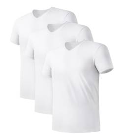 DAVID ARCHY Herren Unterhemden Business aus Micro Modal mit V-Ausschnitt Unterhemd Weich Kurzarm Shirt 3er Pack Weich Angenehm von DAVID ARCHY