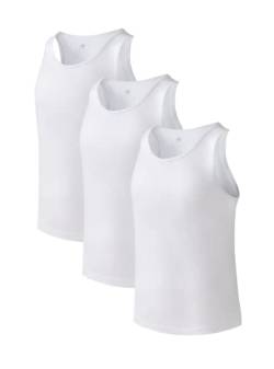 DAVID ARCHY Unterhemd Herren Tank Top 3er Pack aus Stretch-Baumwolle mit Rundhalsausschnitt (Weiß, L) von DAVID ARCHY