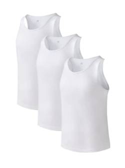 DAVID ARCHY Unterhemd Herren Tank Top 3er Pack aus Stretch-Baumwolle mit Rundhalsausschnitt (Weiß, S) von DAVID ARCHY