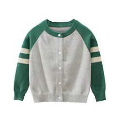 DAWILS Jungen Pullover Herbst Winter Cardigan Baumwolle Langarm Grau Uniform Stricken Sweater für Kinder Strickjacken 116 von DAWILS