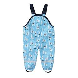 DAWILS Jungen Regenhose Mädchen Regenlatzhose Kinder Schaf Wind- und wasserdichte Matschhose Hosenträgern Buddelhose Regenlatzhose 3 Jahre Blau von DAWILS