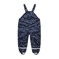 DAWILS Jungen Regenhose Mädchen Regenlatzhose Kinder Wolke Blitz Wind- und wasserdichte Matschhose Hosenträgern Buddelhose Regenlatzhose 3 Jahre Navy Blau von DAWILS