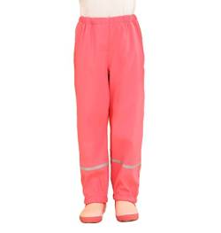 DAWILS Jungen Regenhose mit Fleecefutter Mädchen PU Regenanzug Kinder Fleece Gefüttert Halbhose Regenhose Baby Wind- und wasserdichte Matschhose Regenanzug Rot 110 von DAWILS