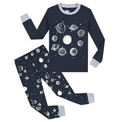 DAWILS Jungen Schlafanzug Lang Kinder Planet Baumwolle Pyjama Zweiteiliger Schlafanzug Langarm Shirt und Pyjamahose 9 Jahre von DAWILS