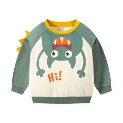 DAWILS Jungen Sweatshirt Monster Grün Baumwolle-Fleece Pullover Für Kinder Warme Dünne Sportwear Weihnachts Pullis Shirt Baby Jacke Oberteil 6 Jahre Gr.116 von DAWILS