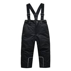 DAWILS Kinder Skihose Jungen Warm Schneehose Mädchen Winterhose Unisex Wasserdicht Winddicht Winter Snowboardhose Outdoorhose Wanderhose Schwarz 128 von DAWILS