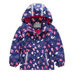 DAWILS Kinder Softshelljacken Wasserdicht Mädchen Fleecefütterung Katze Winterjacke Winddicht Regenjacke Wanderjacke Trekkingjacke Outdoorjacke 9-10 Jahre, Lila von DAWILS