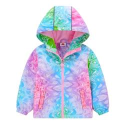 Kinder Softshelljacken Wasserdicht Mädchen Fleecefütterung Regenbogen Winterjacke Winddicht Regenjacke Wanderjacke Trekkingjacke Outdoorjacke 9-10 Jahre, Blau von DAWILS