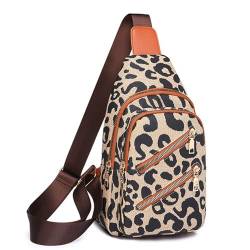 Kleine Umhängetasche für Damen, Leder, Umhängetasche, Bauchtasche, Brusttasche für Reisen, Leoparden-Print, Schultertasche für Damen von DAYELIVE