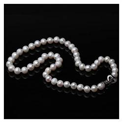 DAYKET Echte natürliche Süßwasser-Perlenkette in der Nähe von runden Frauen, klassische weiße 925-Silber-Perlenkette erfüllen (Color : 7-8mm, Size : 40cm) von DAYKET