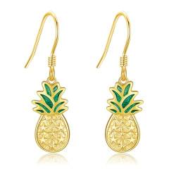 Ananas Ohrringe für Damen 925er Sterling Silber Ananas Ohrhänger Ananas Schmuck Geschenke für Damen Frauen und Mädchen von DAYLINLOVE