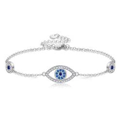 DAYLINLOVE Böser Blick Armband 925 Sterling Silber Greek Evil Eye Armbänder Schutz Türkisch Third Böse Auge Schmuck Amulett Geschenke für Damen Männer Mädchen von DAYLINLOVE