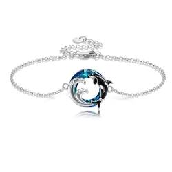 DAYLINLOVE Orca Armband Sterling Silber 925 Killerwal Armbänder Kristall Orca Schmuck Ozean Tier Geburtstag Geschenke für Frauen Mädchen Tochter Meer Ozean Liebhaber von DAYLINLOVE