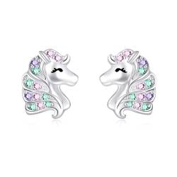 Einhorn Ohrringe 925 Sterling Silber Cubic Zirkonia Einhorn Ohrstecker Niedliches Pferd Einhorn Schmuck Geburtstags Geschenke für Damen Frauen Mädchen Tochter Einhorn Liebhaber von DAYLINLOVE