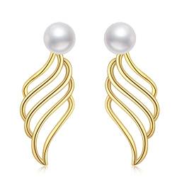 Engelsflügel Ohrstecker für Damen und Mädchen 925 Sterling Silber Perlen Ohrringe Geschenk von DAYLINLOVE