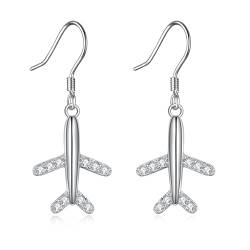 Flugzeug Ohrringe 925 Sterling Silber Flugzeug Ohrringe Hängend Flugzeug Schmuck Luftfahrt Geschenke für Damen Mädchen Stewardess Piloten von DAYLINLOVE