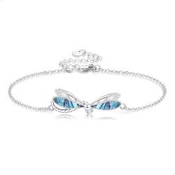 Libelle Armband 925 Sterling Silber Abalone Muscheln Libelle Armbänder Natur Libelle Schmuck Geschenke für Damen Frauen Mädchen Tochter Libelle Liebhaber von DAYLINLOVE