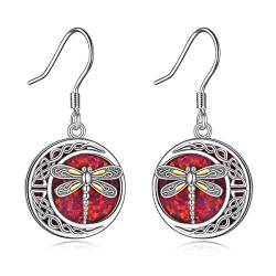 Libellen Ohrringe für Damen 925 Sterling Silber Keltische Opal Hängend Ohrhänger Schmuck Geschenke für Damen und Mädchen von DAYLINLOVE