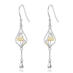 Lotusblumen Ohrringe 925er Sterling Silber Lotus Ohrhänger Lotusblüten Schmuck Geschenke für Damen Frauen und Mädchen von DAYLINLOVE