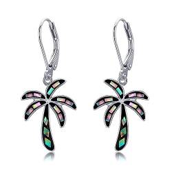 Palm Tree Ohrringe für Damen 925 Sterling Silber Kokosnuss Baum Ohrringe 0.59*0.71inch Abalone Shell Hawaiian Baum Hängend für Damen Mädchen für Reisen Sommer Urlaub Party von DAYLINLOVE