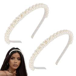 2 Stück weißes Perlen-Stirnband für Damen, modischer Perlenschmuck, Mädchen-Perlen-Stirnband, neues Kunstperlen-Stirnband, Perlen-Stirnband für Hochzeit, Braut, Abschlussball und Abschlussfeier. von DAYUANDIAN