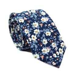 DAZI Herren-Krawatte aus Baumwolle, mit Blumendruck, ideal für Hochzeiten, Bräutigam, Trauzeugen, Missionen, Tanzveranstaltungen, als Geschenk., Blaubeere Bliss, Erwachsene von DAZI