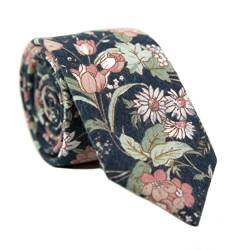 DAZI Herren-Krawatte aus Baumwolle, mit Blumendruck, ideal für Hochzeiten, Bräutigam, Trauzeugen, Missionen, Tanzveranstaltungen, als Geschenk., lotus, Large von DAZI