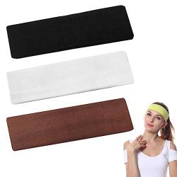 DAZISEN 6Cm Yoga Stirnbänder, Unisex Stretch Baumwolle Elastische Sport Laufen Übung Radfahren Haar Band Fitness Anti-Rutsch Schweißband Männer Frauen，Kaffee+Schwarz+Weiß von DAZISEN