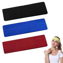 DAZISEN 6Cm Yoga Stirnbänder, Unisex Stretch Baumwolle Elastische Sport Laufen Übung Radfahren Haar Band Fitness Anti-Rutsch Schweißband Männer Frauen，Lila+Schwarz+Blau von DAZISEN