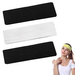 DAZISEN 6Cm Yoga Stirnbänder, Unisex Stretch Baumwolle Elastische Sport Laufen Übung Radfahren Haar Band Fitness Anti-Rutsch Schweißband Männer Frauen，Schwarz+Weiß von DAZISEN