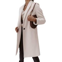 Damen Winter Trenchcoat Herbst Winter 2023 Lange Jacke Solide Warme Dicke Übermantel Offene Vorderseite Oberbekleidung Mit Taschen (Color : Beige, Size : Small) von DAZULI