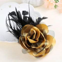 Feder Corsage handgefertigte Stoff Flower Brosche Pin für Frauen Reverskragen Pin Hochzeitskleidung und Accessoires von DBCFL