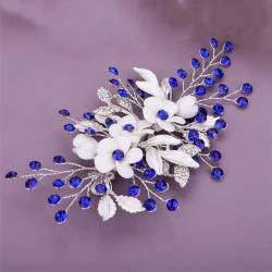 Braut-Blumen-Strass-Stirnband, Hochzeitskopf, Schmuckzubehör, handgefertigt, Party-Kopfschmuck, Blau von DBFBDTU