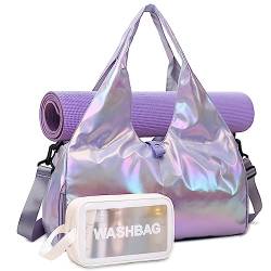 DBPBToU Sporttasche Damen Reisetasche mit Schuhfach und Nassfach Wasserdicht Handgepäck Tasche Yogatasche Gym Bag Saunatasche für Damen und Herren mit Kulturbeutel (Lila) von DBPBToU