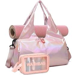 DBPBToU Sporttasche Damen Reisetasche mit Schuhfach und Nassfach Wasserdicht Handgepäck Tasche Yogatasche Gym Bag Saunatasche für Damen und Herren mit Kulturbeutel (Rosa) von DBPBToU