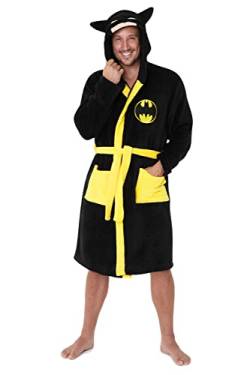 DC Comics Batman Bademantel Herren mit Kapuze, Flauschiger Fleece Morgenmantel Herren (L, Schwarz) von DC Comics