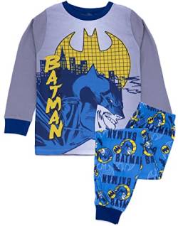 DC Comics Batman Blue Boys Pyjama-Set | Charakterober- und -unterteile | Gemütliche Loungewear Batman-Fans | Nachtwäsche für Superhelden-Träume – 5–6 Jahre von DC Comics