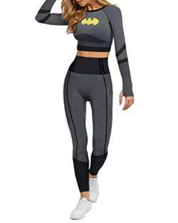 DC Comics Damen Cosplay Active Workout Outfits Wonder Woman Batgirl Harley Quinn Supergirl 2 Stück Legging Sets, Batgirl, XL von DC Comics