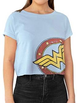 DC Comics Damen Crop T-Shirt Wonder Woman Blau Large von DC Comics