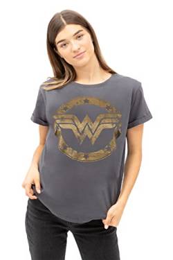 DC Comics Damen Wonder Woman Metallic Logo T Shirt, Grau (Charcoal Cha), 36 EU von DC Comics