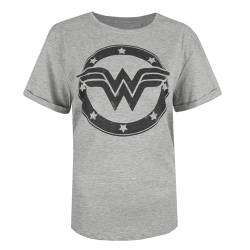 DC Comics Damen Wonder Woman Metallic Logo T-Shirt, Grau (Sport Grey SPO), 38 (Herstellergröße: Medium) von DC Comics