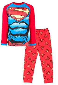 DC Comics Pyjamaset für Jungen von 3-10 Jahren | Langärmelige Superman-PJs | Superman-Kostüm aus 100% Baumwolle | Offizielle Ware | Geschenk für Jungen 3-4 Jahren von DC Comics