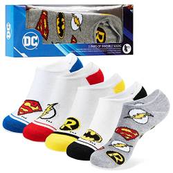 DC Comics Socken für Kinder 5er-Pack Batman Superman Sneaker Socken Jungen und Mädchen (30-35, Weiß) von DC Comics