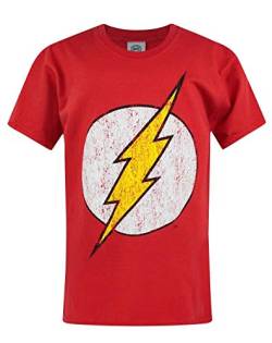 Flash T-Shirt für Jungen Distressed Logo Kurzarm Superhelden Red Top für Kinder von DC Comics